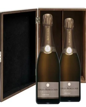 Louis Roederer Brut Vintage 2015 Champagne 75cl Twin Luxury Elm Wood Gift Box (2x75cl)