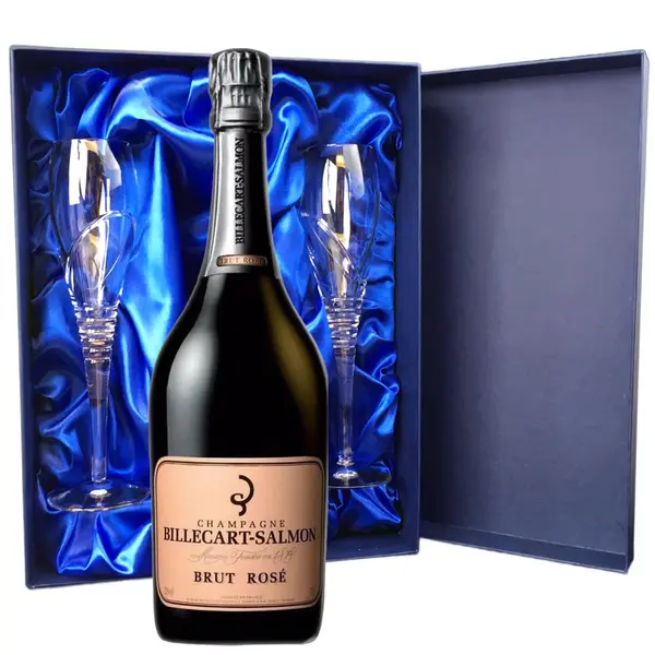 Billecart Salmon Le Rose Champagne 75cl And Royal Scot Glasses Blue Gift Box Set