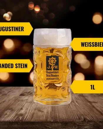 Augustiner Official 1 Litre Branded Glass Stein