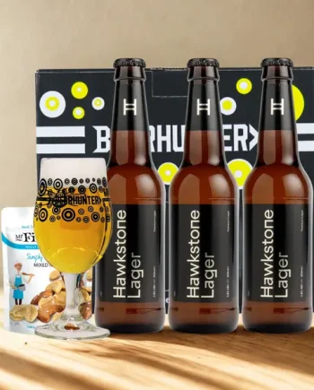 Hawkstone Lager Gift Set with Beerhunter Glass & Mr Filbert’s Snacks (3 Pack)