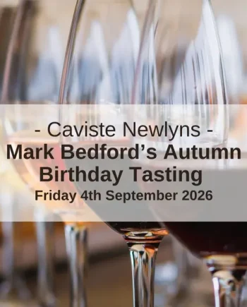 Mark Bedford's Birthday Early Autumn Tasting - Friday 4th September 2026