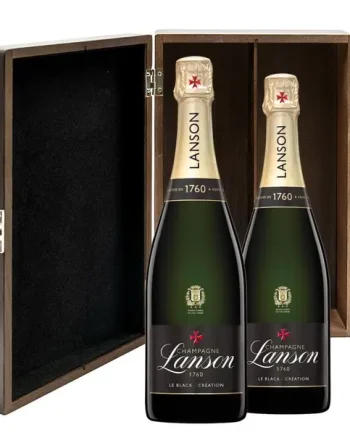 Lanson Le Black Creation Brut Champagne 75cl Twin Luxury Elm Wood Gift Box (2x75cl)