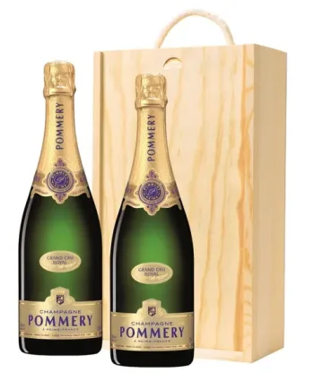Pommery Grand Cru Vintage 2015 Champagne 75cl Twin Pine Wooden Gift Box (2x75cl)