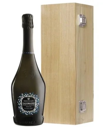 Drusian Valdobbiadene Prosecco Superiore D.O.C.G. Extra Dry 75cl Oak Luxury Gift Boxed