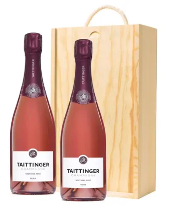 Taittinger Nocturne Rose Sec Champagne 75cl Twin Pine Wooden Gift Box (2x75cl)