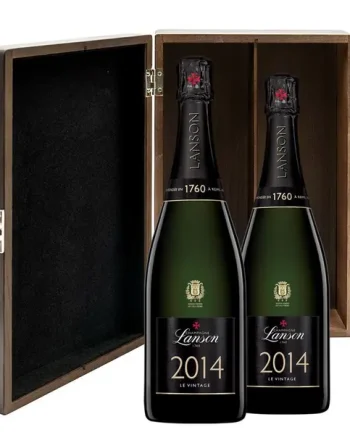 Lanson Le Vintage 2014 Champagne 75cl Twin Luxury Elm Wood Gift Box (2x75cl)