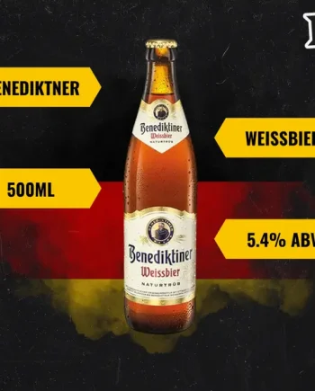 Benediktiner German Weissbier Wheat Beer 500ml Bottle - 5.4% ABV (Multipack)