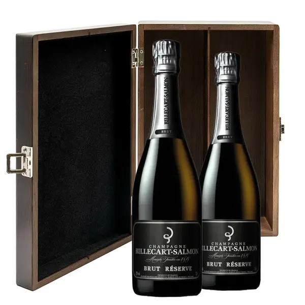 Billecart Salmon Le Reserve Champagne 75cl Twin Luxury Elm Wood Gift Box (2x75cl)