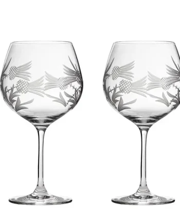 Flower of Scotland 2 Gin and Tonic Copa Glasses 210mm (Gift Boxed) Royal Scot Crystal