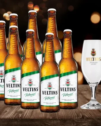 Veltins German Pilsener 500ml Bottles with Free Glass - 4.8% ABV (8 Pack)