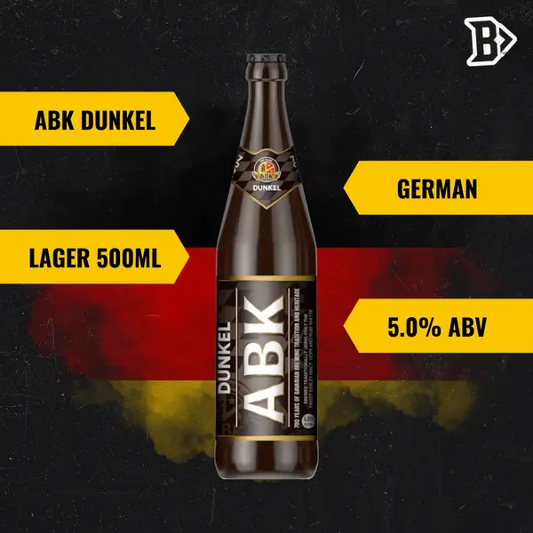ABK Dunkel German Lager 500ml Bottles - 5.0% ABV (12 Pack) - BBD 10/3/26