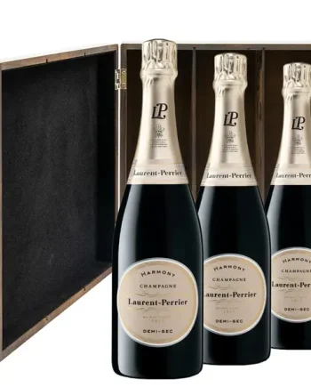 Laurent Perrier Demi-Sec Champagne 75cl Three Bottle Luxury Elm Wood Gift Box