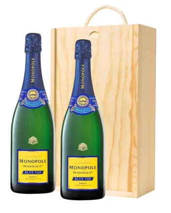 Monopole Heidsieck & Co Blue Top Brut Champagne 75cl Twin Pine Wooden Gift Box (2x75cl)