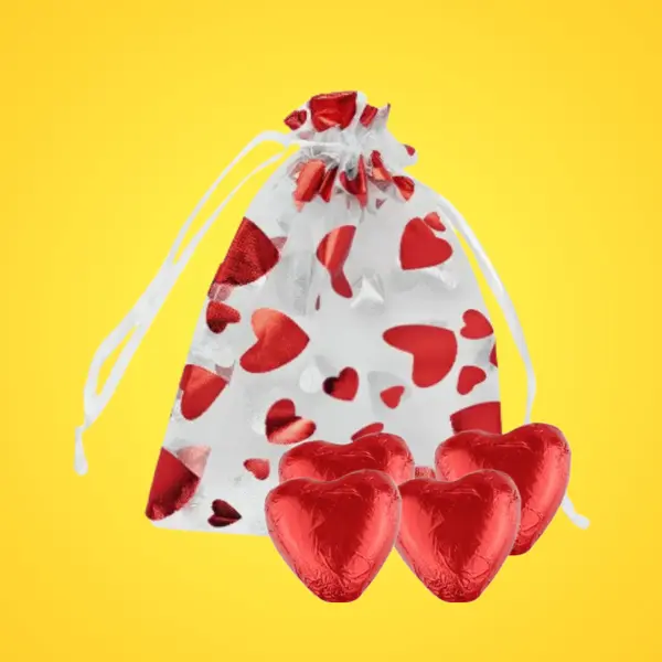 Valentines Heart Chocolates In Heart Bag
