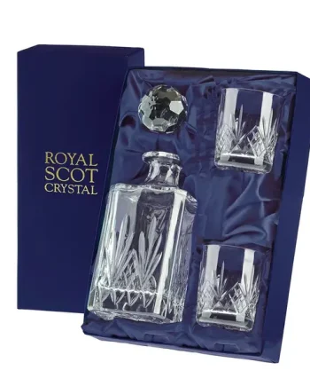 Royal Scot Presentation Boxed Highland Square Decanter & 2 Whisky Tumblers