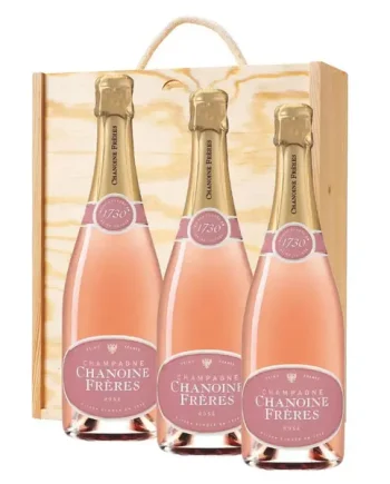 3 x Chanoine Freres Rose Champagne 75cl In A Pine Wooden Gift Box