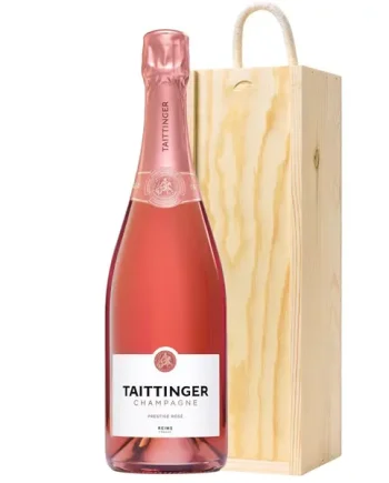 Taittinger Brut Prestige Rose NV Champagne 75cl In Pine Gift Box