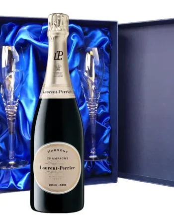Laurent Perrier Demi-Sec Champagne 75cl And Royal Scot Glasses Blue Gift Box Set