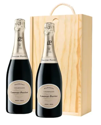 Laurent Perrier Demi-Sec Champagne 75cl Twin Pine Wooden Gift Box (2x75cl)