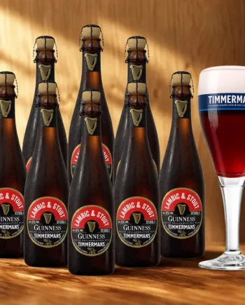 Timmermans & Guinness Lambic & Stout Beer Gift Set (8 Pack) with Official Timmermans Glass - 375ml Bottles