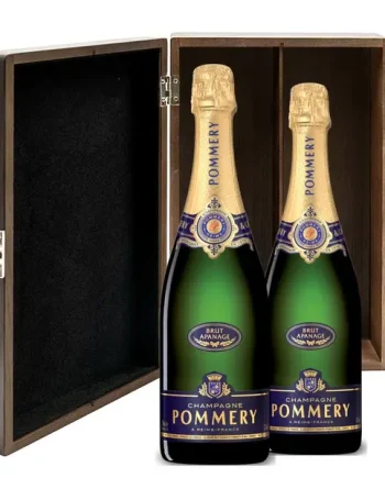 Pommery Brut Apanage Champagne 75cl Twin Luxury Elm Wood Gift Box (2x75cl)