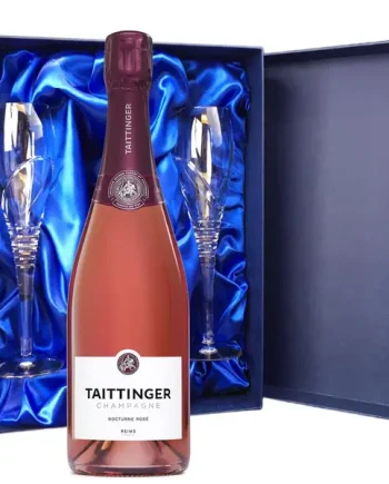 Taittinger Nocturne Rose Sec Champagne 75cl And Royal Scot Glasses Blue Gift Box Set