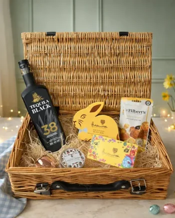 Tequila Black Chocolate Liqueur 14" Easter Gift Hamper with Easter Chocolates and Accessories - 70cl (17% ABV)