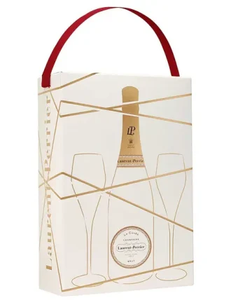 Laurent Perrier La Cuvee Brut Champagne and 2 Branded Flutes Gift boxed