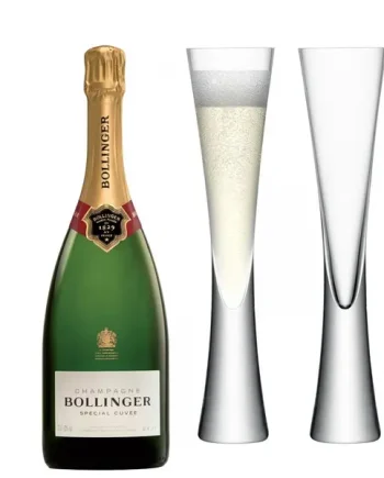 Bollinger Brut Champagne, NV, 75cl With LSA Moya Flutes