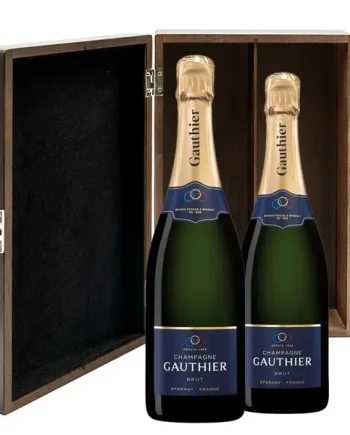 Gauthier Brut Champagne 75cl Twin Luxury Elm Wood Gift Box (2x75cl)