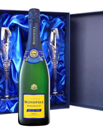 Monopole Heidsieck & Co Blue Top Brut Champagne 75cl And Royal Scot Glasses Blue Gift Box Set