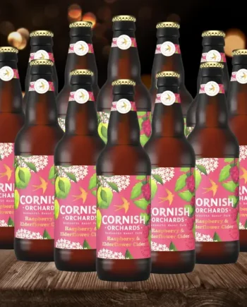 Cornish Orchards British Raspberry & Elderflower Cider 500ml Bottles - 4.00% ABV (12 Pack)