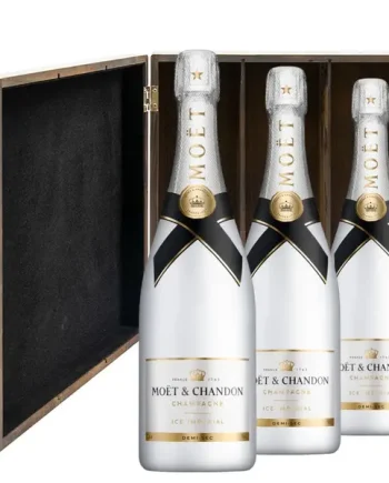Moet and Chandon Ice White Imperial 75cl Three Bottle Luxury Elm Wood Gift Box
