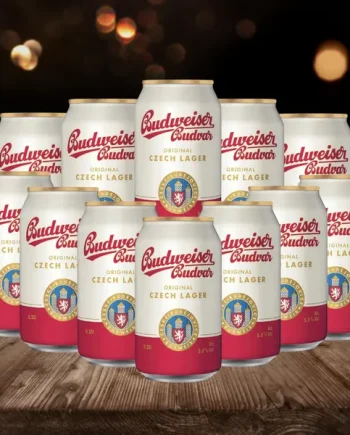 Budweiser Budvar Czech Lager 330ml Cans – 5% ABV (12 Pack)