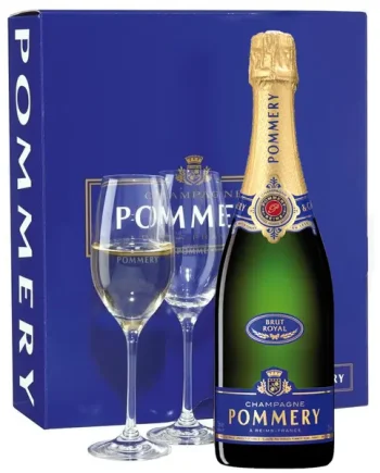 Pommery Brut Royal Champagne Gift Pack With 2 Flutes 75cl