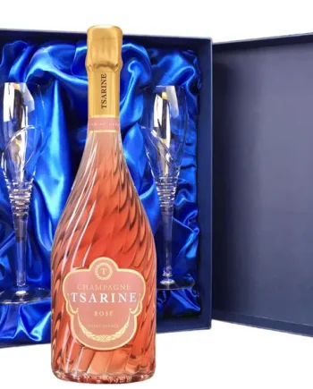 Tsarine Rose Champagne NV 75cl And Royal Scot Glasses Blue Gift Box Set