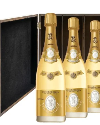 Louis Roederer Cristal 2016 Brut Champagne 75cl Three Bottle Luxury Elm Wood Gift Box