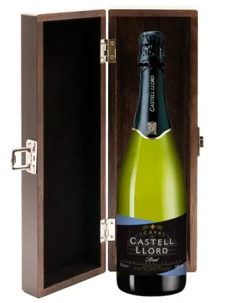 Castell Llord Brut Cava 75cl in Luxury Elm Wood  Gift Box
