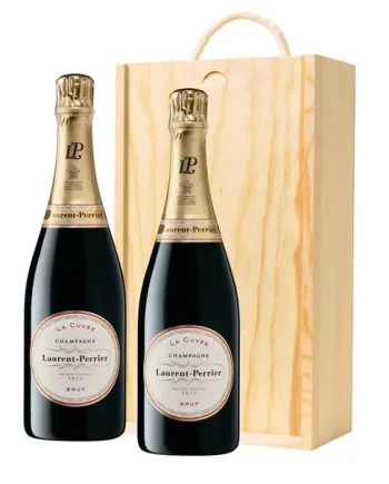 Laurent Perrier La Cuvee Champagne 75cl Twin Pine Wooden Gift Box (2x75cl)