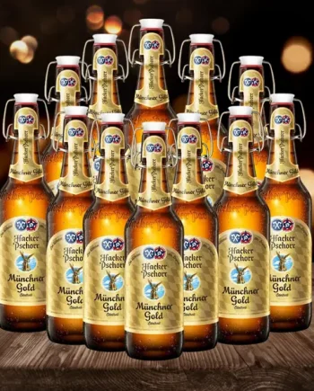 Hacker Pschorr Münchner Gold German Helles Lager 500ml Bottles - 5.5% ABV (Multipack)