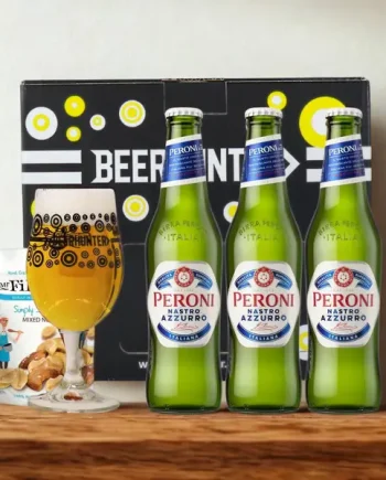 Peroni Nastro Azzuro Italian Lager Gift Set with Beerhunter Glass (3 Pack)