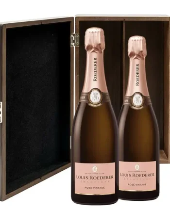 Louis Roederer Vintage Rose 2017 Champagne 75cl Twin Luxury Elm Wood Gift Box (2x75cl)