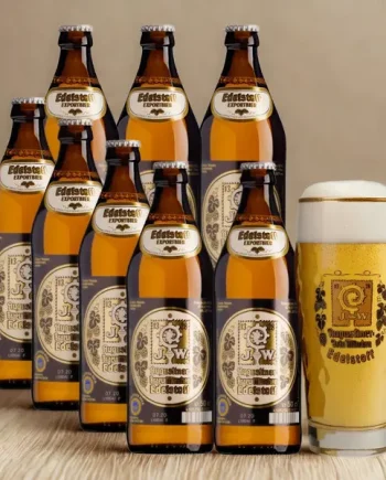 Augustiner Edelstoff German Lager 500ml Bottles with Free Glass - 5.6% ABV (8 Multipack)