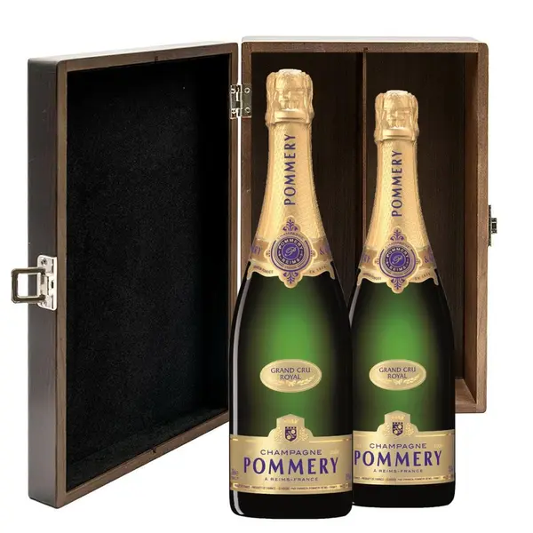 Pommery Grand Cru Vintage 2015 Champagne 75cl Twin Luxury Elm Wood Gift Box (2x75cl)