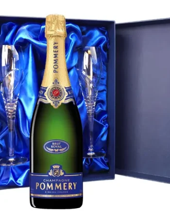 Pommery Brut Royal Champagne 75cl And Royal Scot Glasses Blue Gift Box Set