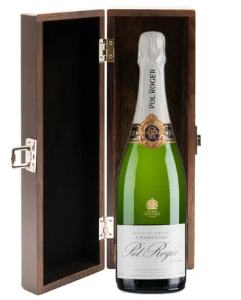 Pol Roger Brut Reserve Champagne 75cl in Luxury Elm Wood  Gift Box