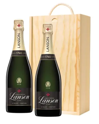Lanson Le Black Creation Brut Champagne 75cl Twin Pine Wooden Gift Box (2x75cl)