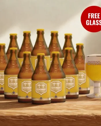 Chimay Yellow Belgian Blond Ale 330ml Bottles with FREE CHIMAY GLASS - (12 Pack)
