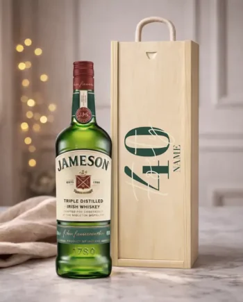 Personalised 40th Birthday Jameson Irish Whiskey Gift Set – 70cl Triple Distilled Whiskey with Personalised Lid
