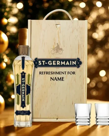 Personalised St-Germain Elderflower Liqueur with Shot Glasses Gift Set - 70cl (20% ABV)
